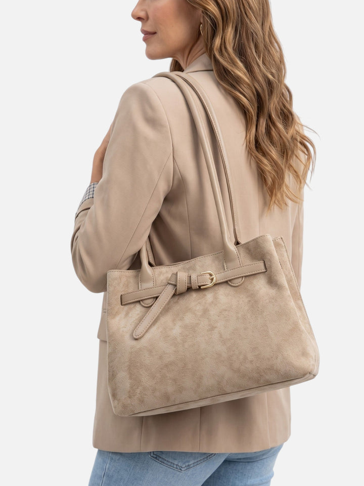 Suède Shopper voor Dames met Hengsels en Gesp