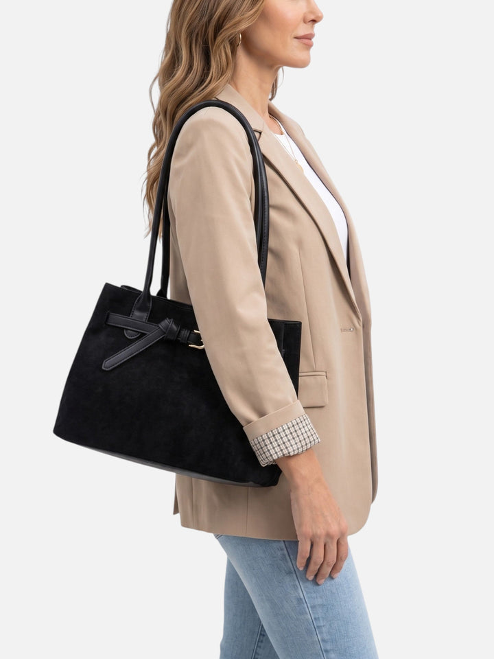 Suède Shopper voor Dames met Hengsels en Gesp