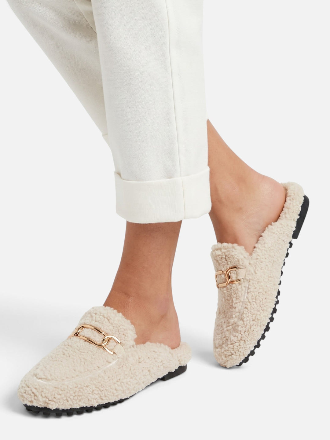 Sherpa Loafer Muiltjes voor Dames met Ketting