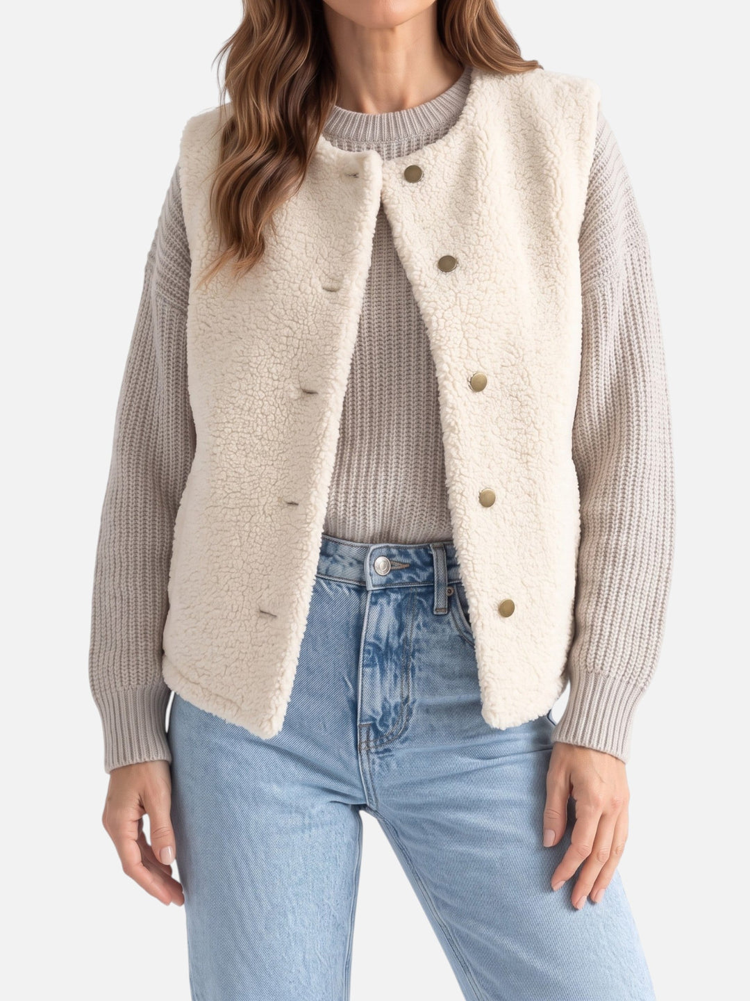 Sherpa Bodywarmer voor Dames met Knopen