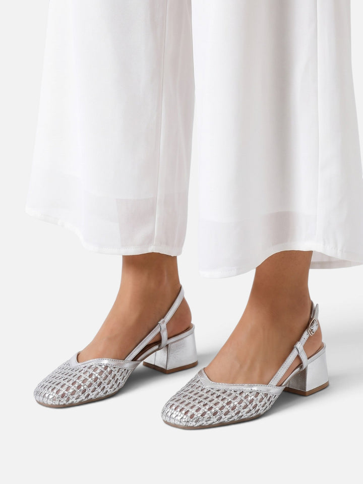 Gevlochten Slingback Pumps voor Dames met Blokhak