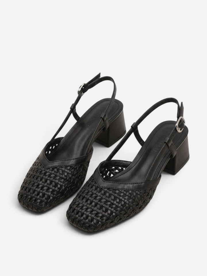 Gevlochten Slingback Pumps voor Dames met Blokhak
