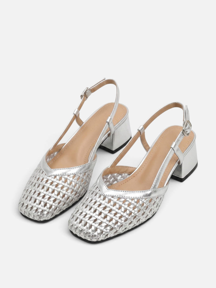 Gevlochten Slingback Pumps voor Dames met Blokhak