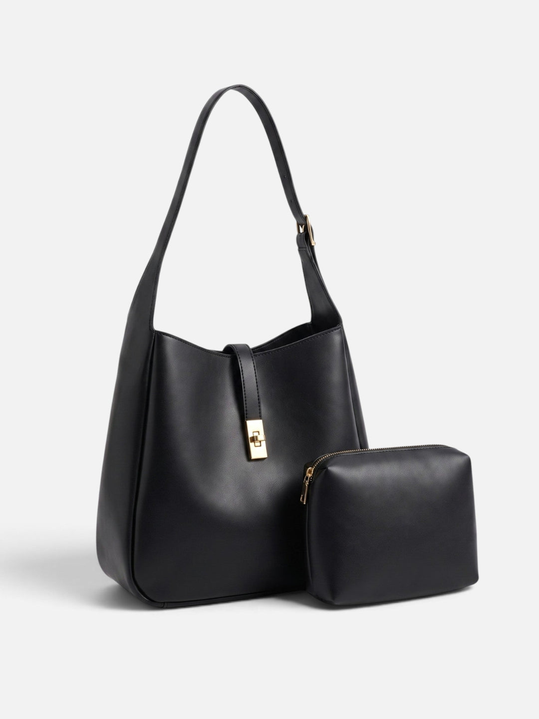 Leren Hobo Tas voor Dames met Draaisluiting en Etui
