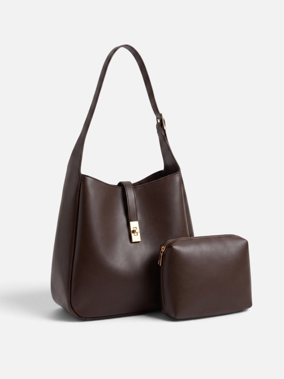 Leren Hobo Tas voor Dames met Draaisluiting en Etui