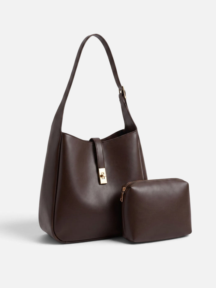 Leren Hobo Tas voor Dames met Draaisluiting en Etui