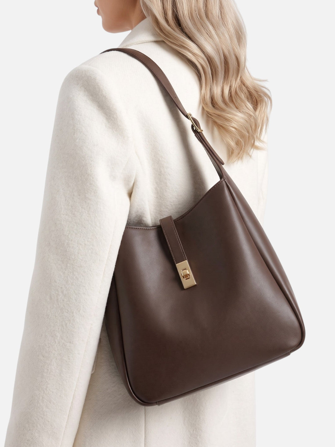 Leren Hobo Tas voor Dames met Draaisluiting en Etui