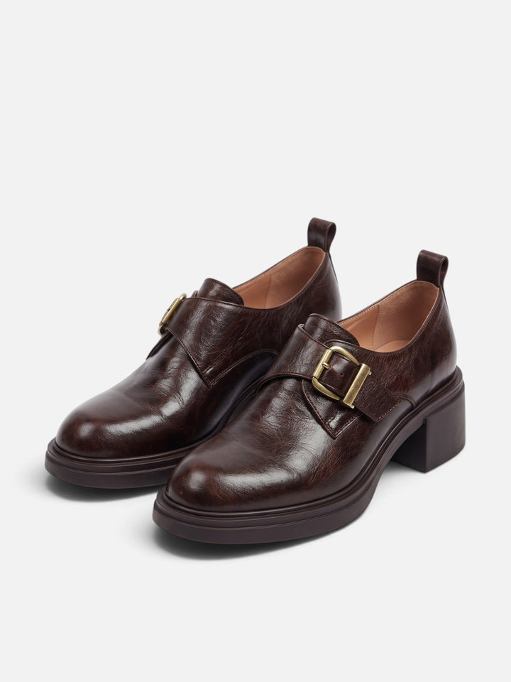 Leren Loafers voor Dames met Gesp en Blokhak