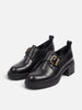 Leren Loafers voor Dames met Gesp en Blokhak