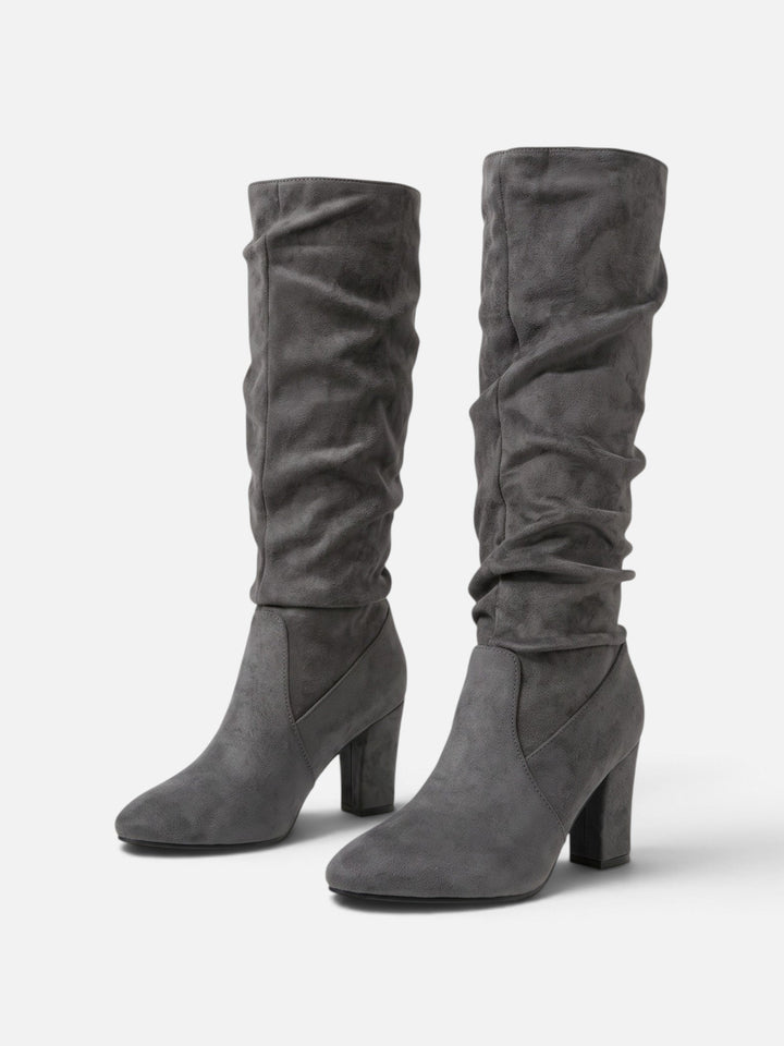 Imitatiesuède Slouchy Laarzen voor Dames met Blokhak