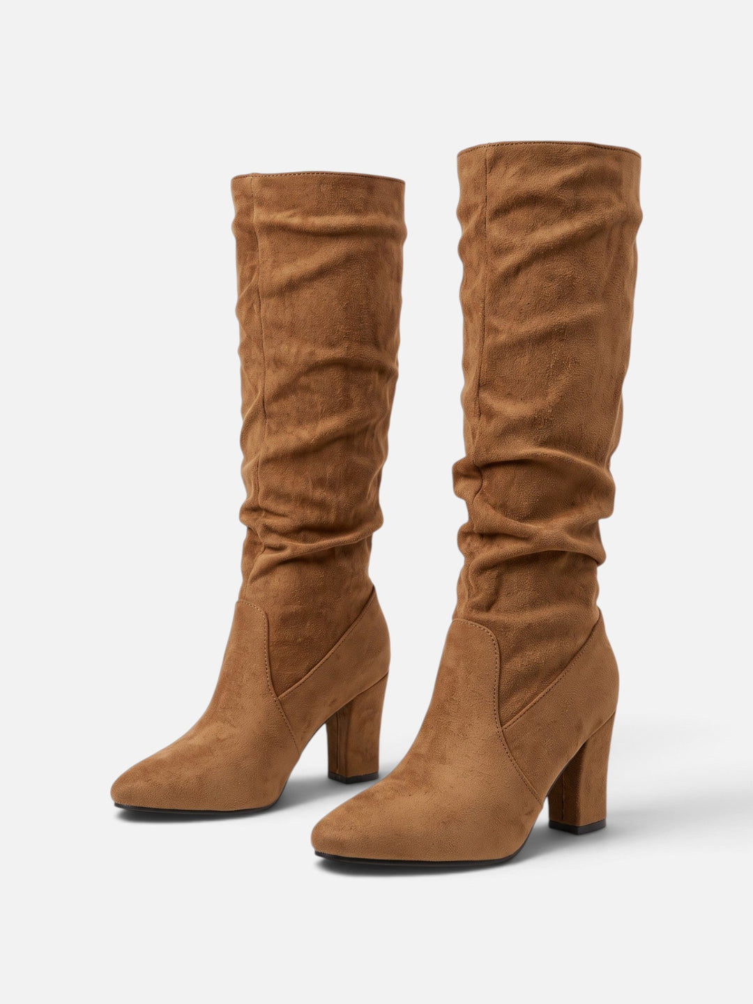 Imitatiesuède Slouchy Laarzen voor Dames met Blokhak