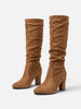 Imitatiesuède Slouchy Laarzen voor Dames met Blokhak