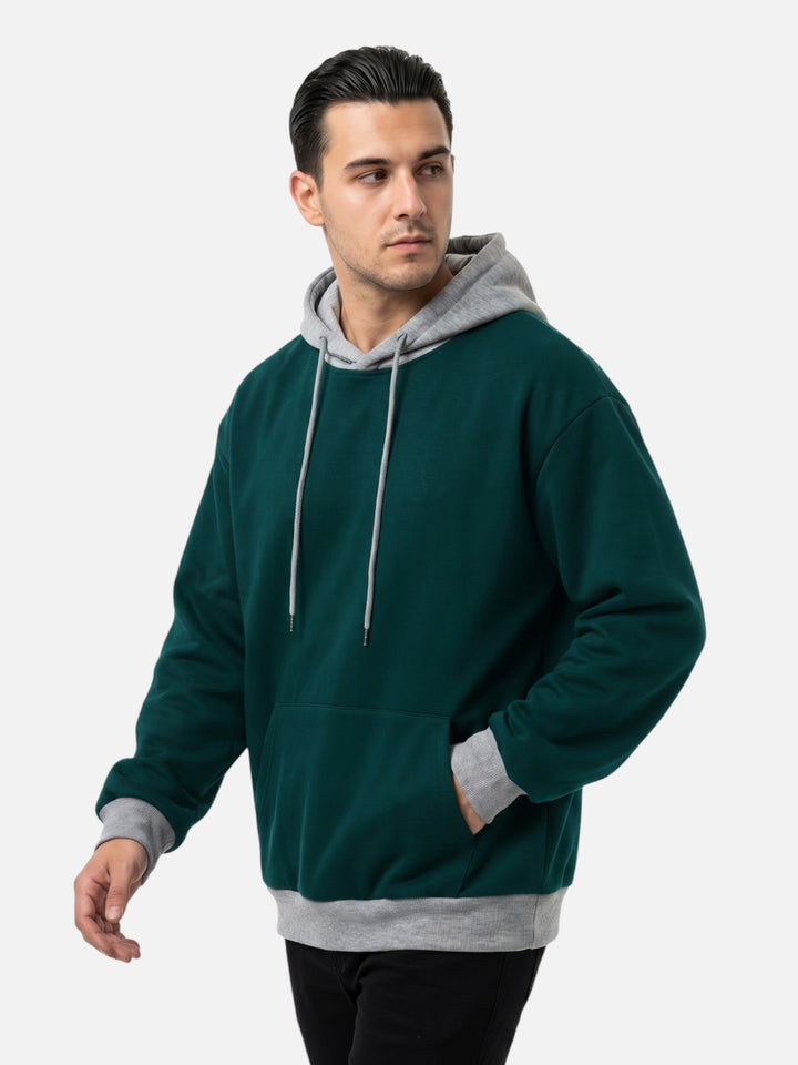 Tweekleurige Hoodie voor Heren met Trekkoord