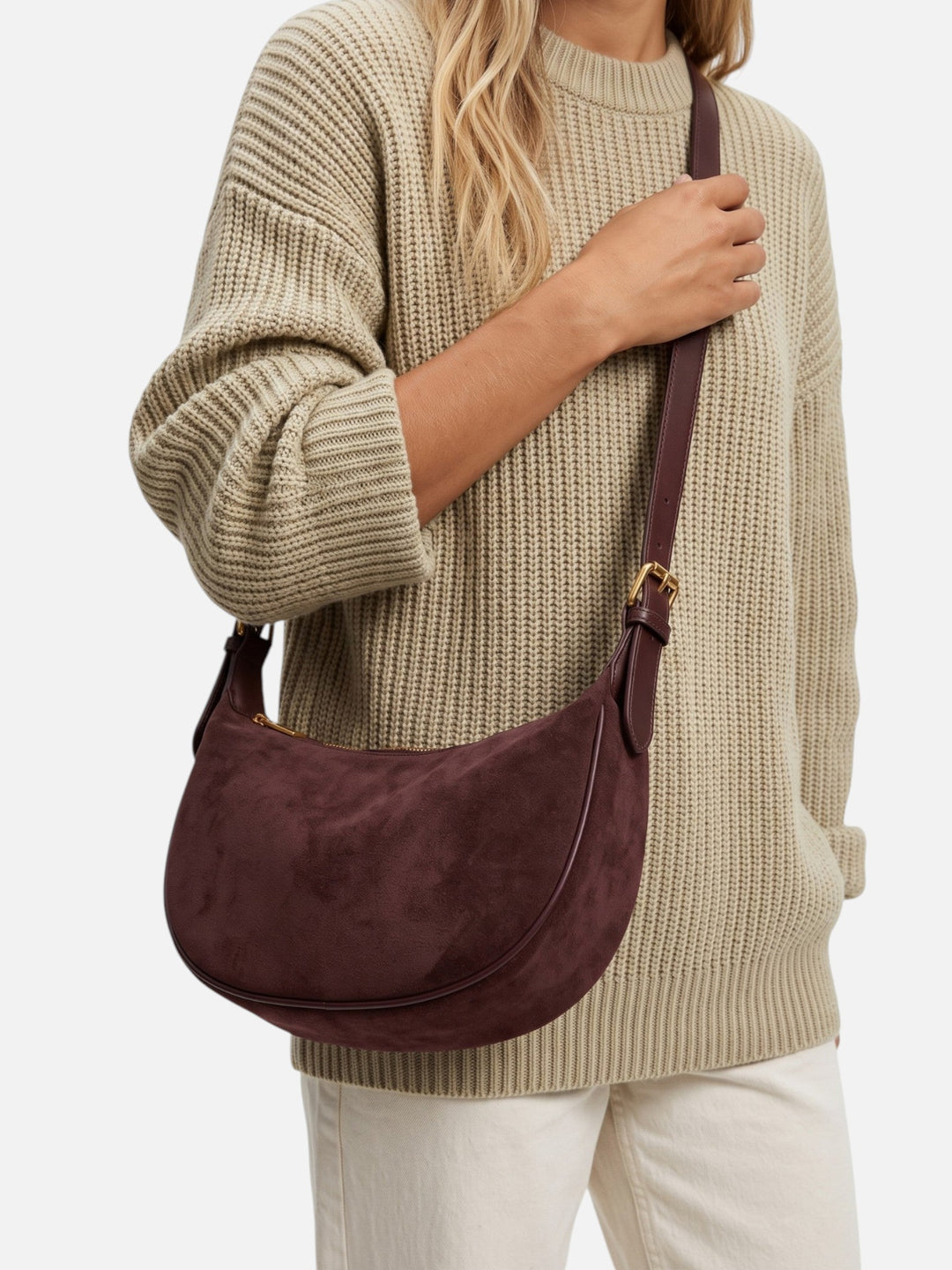 Imitatiesuède Hobo Tas voor Dames met Rits