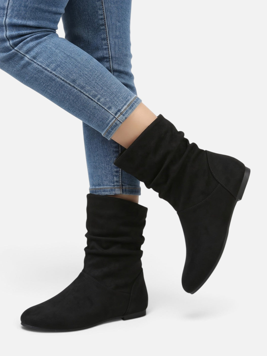 Imitatiesuède Slouchy Laarzen voor Dames tot Halverwege de Kuit