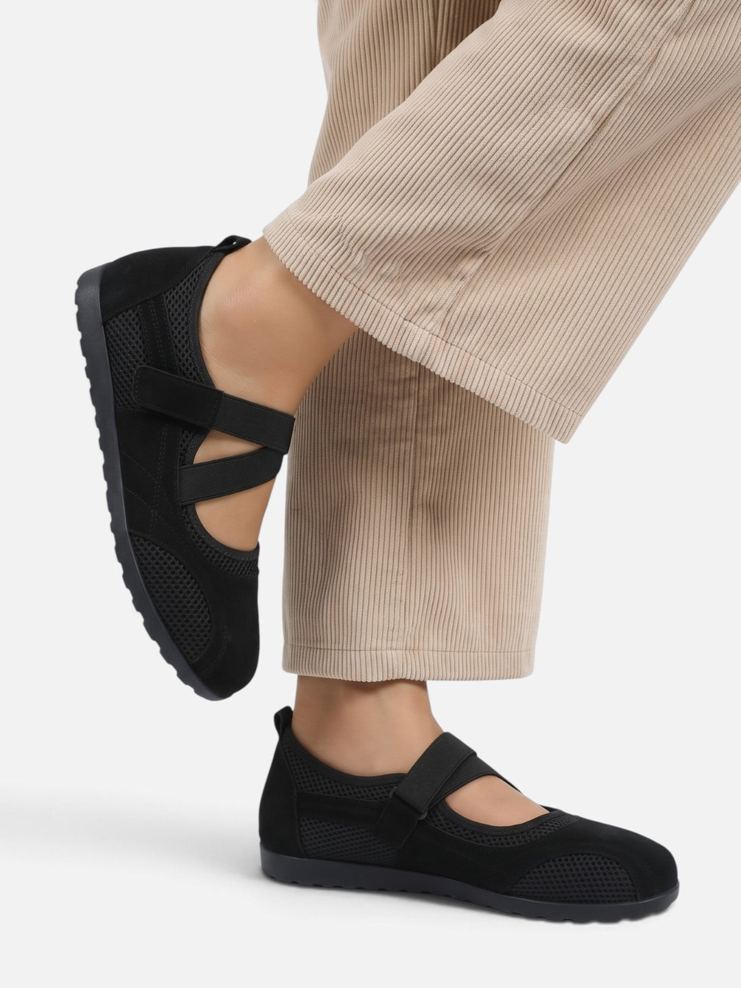 Mesh Sneakerina Ballerina's voor Dames met Gekruiste Bandjes