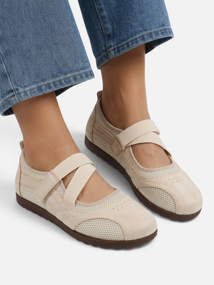 Mesh Sneakerina Ballerina's voor Dames met Gekruiste Bandjes