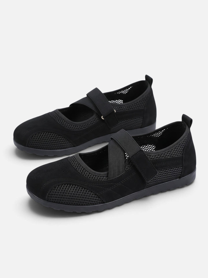 Mesh Sneakerina Ballerina's voor Dames met Gekruiste Bandjes