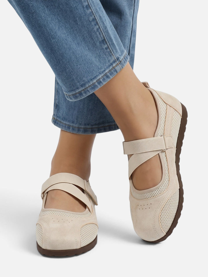 Mesh Sneakerina Ballerina's voor Dames met Gekruiste Bandjes