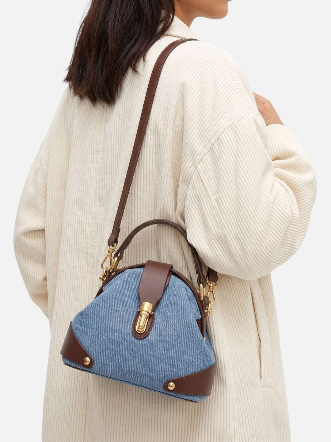 Tweekleurige Crossbody Tas voor Dames van Imitatieleer met Sluiting