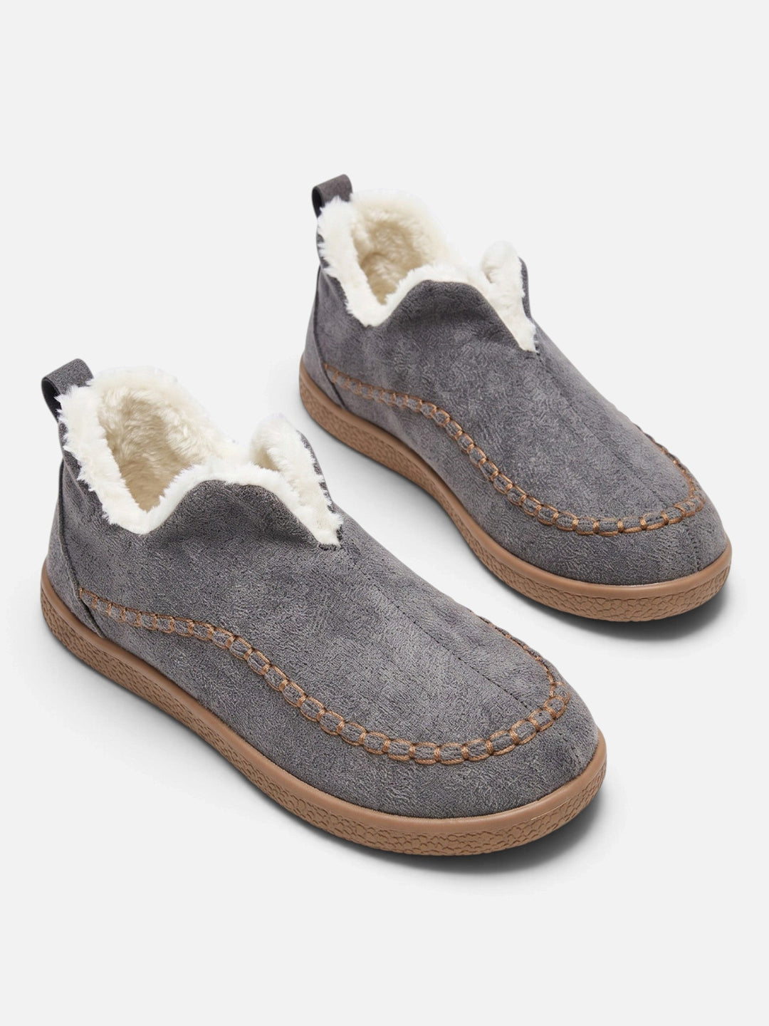 Ribfluwelen Instap Pantoffels voor Dames met Nepbont Voering