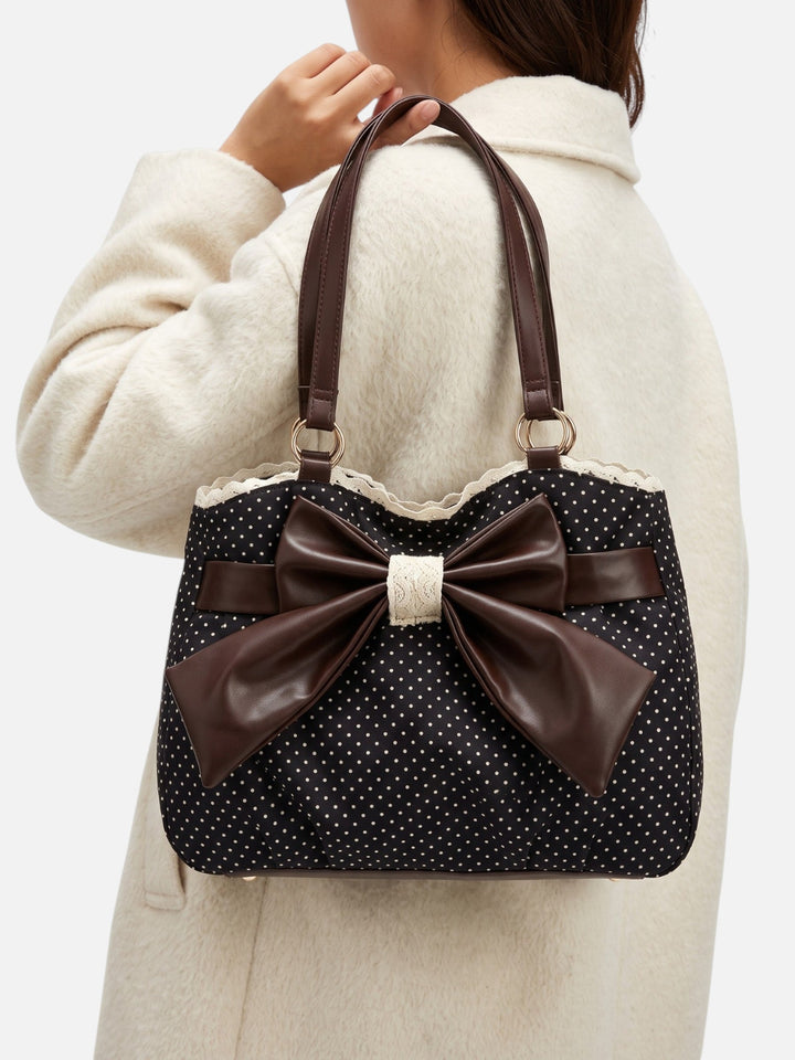 Stippen Shopper voor Dames met Strik en Kanten Rand