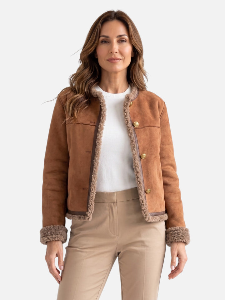 Shearling Jas voor Dames met Knopen