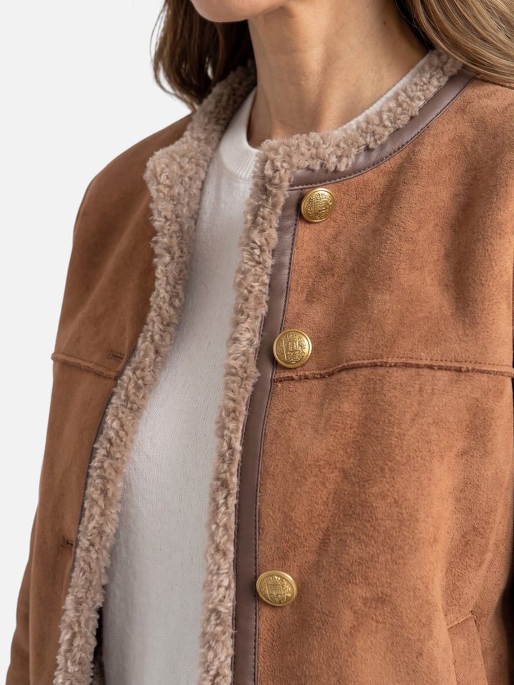 Shearling Jas voor Dames met Knopen