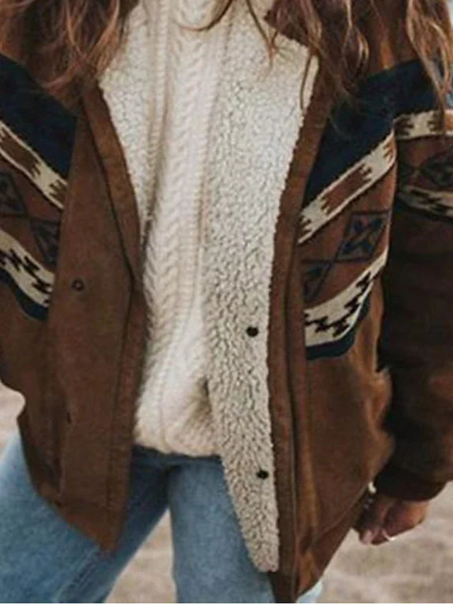 Warme retro pluchen winterjas – Daisy