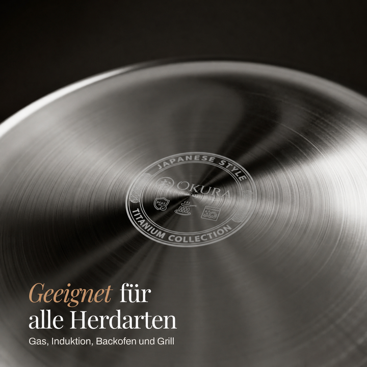 Met de hand gehamerde wokpan van titanium met platte bodem