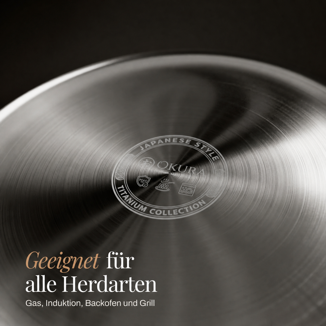 Met de hand gehamerde titanium braadpan met coatingvrij oppervlak