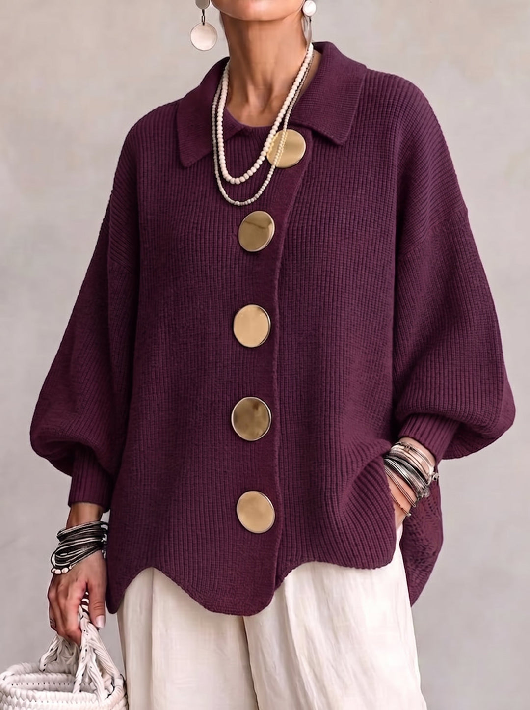 Elegant oversized vest met opvallende knopen
