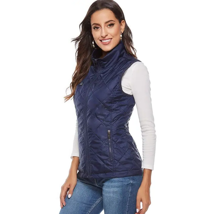 Verwarmde bodywarmer voor dames lichtgewicht elektrisch vest met instelbare warmtestanden