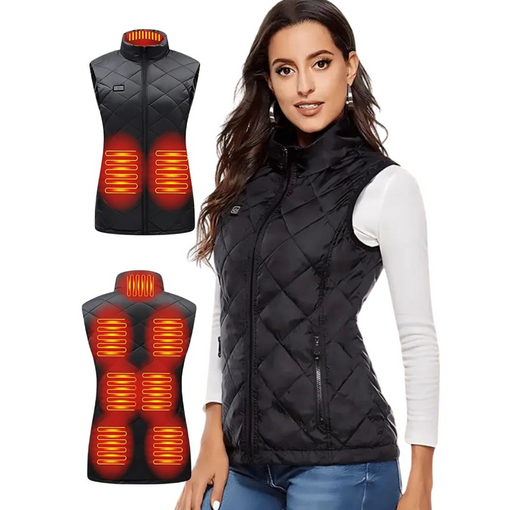 Verwarmde bodywarmer voor dames lichtgewicht elektrisch vest met instelbare warmtestanden