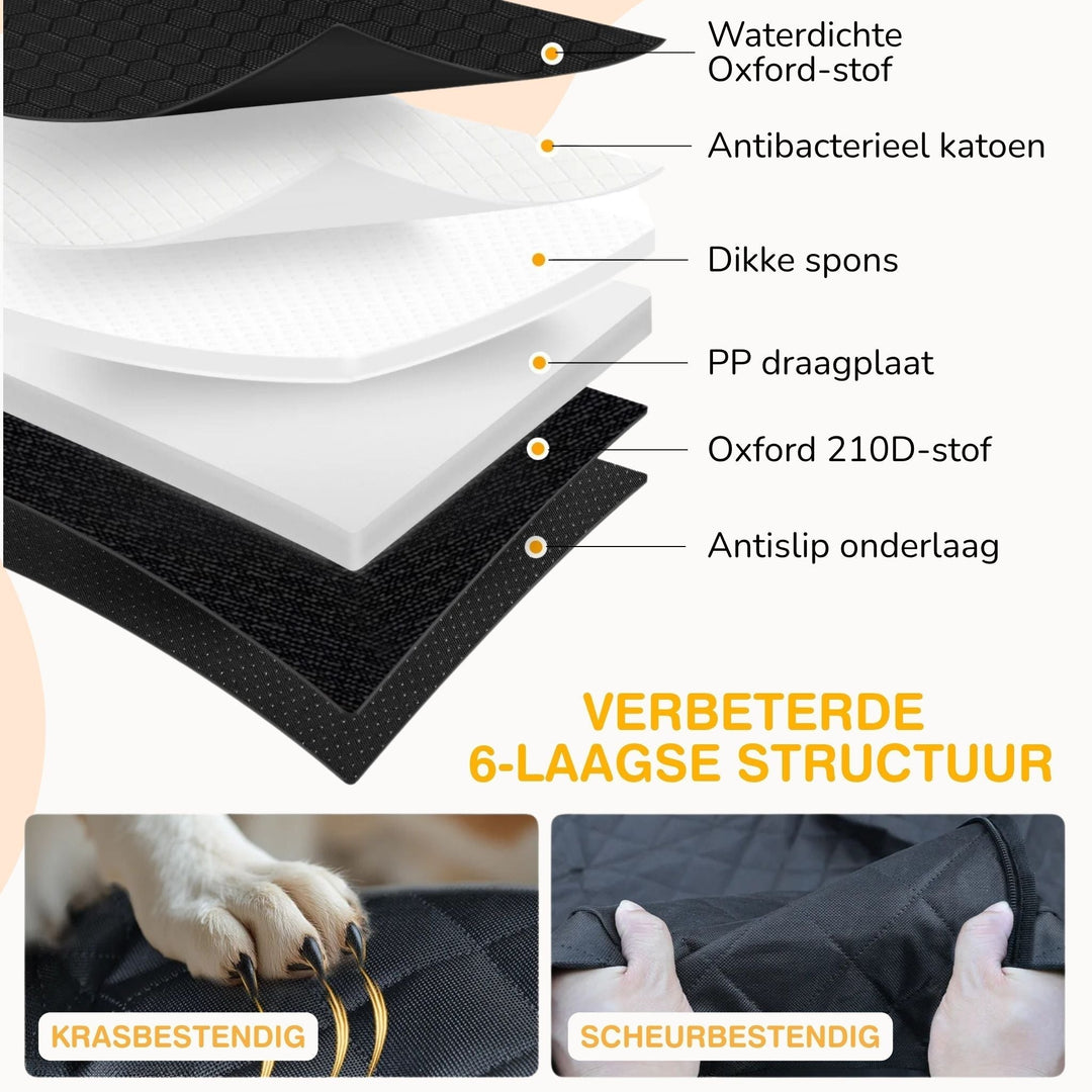 Waterdichte achterbankverlenging voor honden met stijve bodem en traagschuimbed