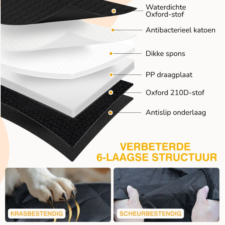 Waterdichte achterbankverlenging voor honden met stijve bodem en traagschuimbed