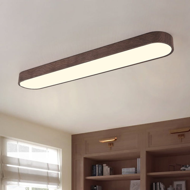 Ovale LED Plafondlamp Nordic Glow met Houten Accent