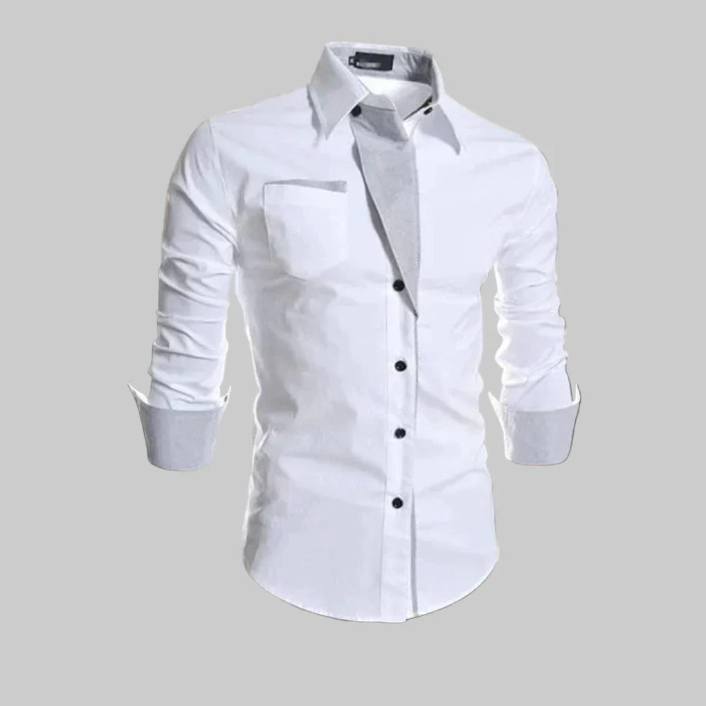 Overhemd met lange mouwen voor heren – klassiek model van katoen