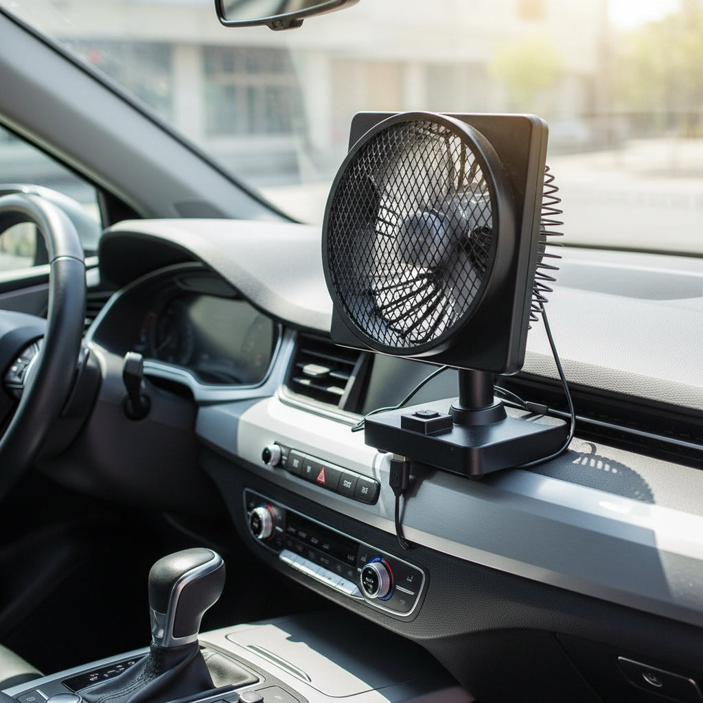 Draagbare voertuigventilator met USB-voeding en 360° draaibaar