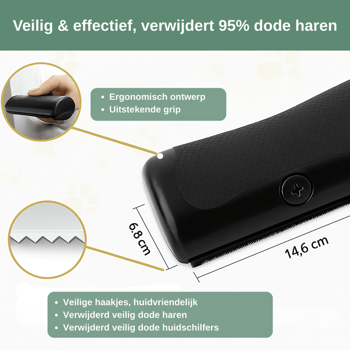GlowBrush ontklitkam voor honden en katten — verwijdert losse ondervacht