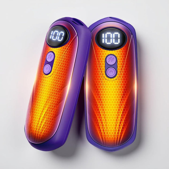 Oplaadbare handwarmers met led en vijf warmtestanden, set van 2
