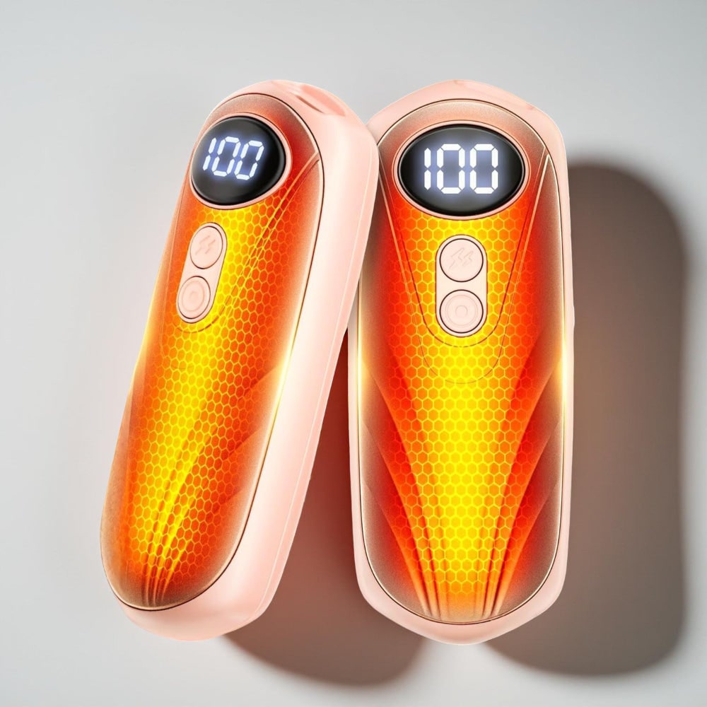 Oplaadbare handwarmers met led en vijf warmtestanden, set van 2