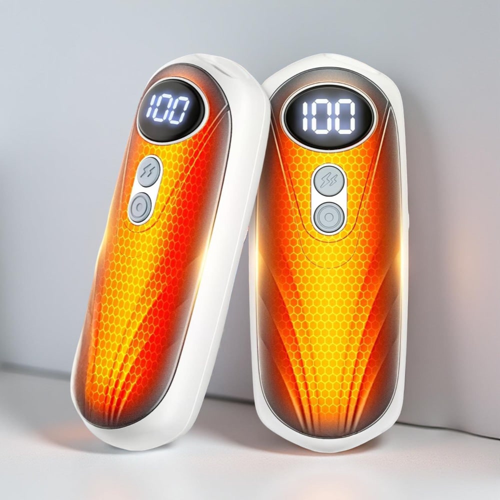 Oplaadbare handwarmers met led en vijf warmtestanden, set van 2
