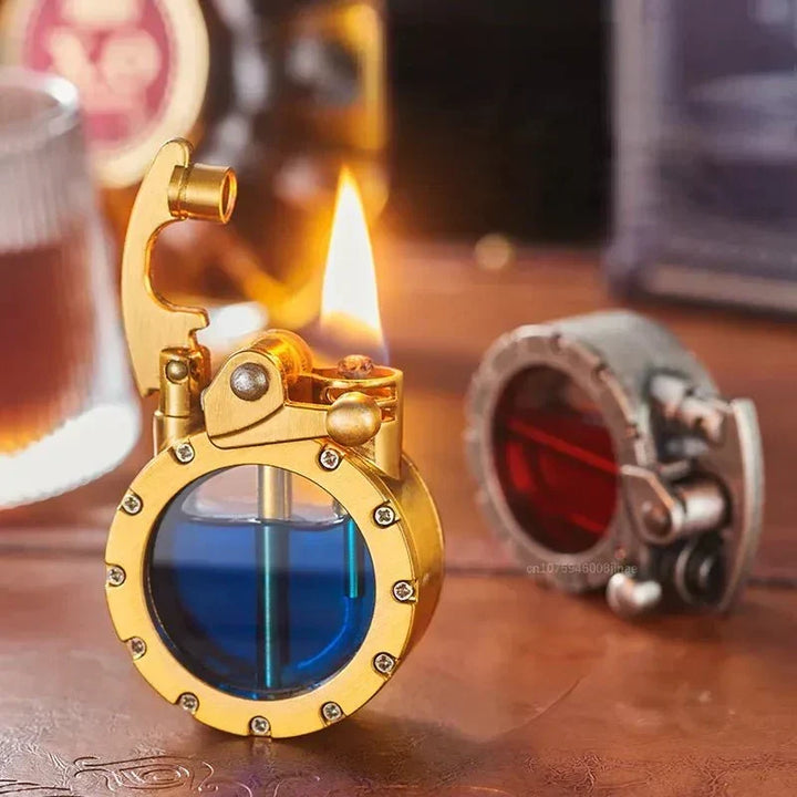 Aansteker in vintagestijl met tuimelschakelaar en winddichte transparante tank