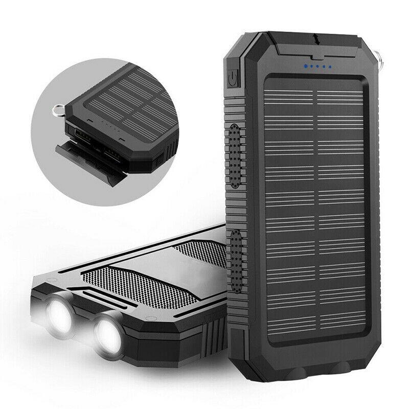 Draagbare solar powerbank, grote capaciteit, dubbele USB-oplader 20000mAh