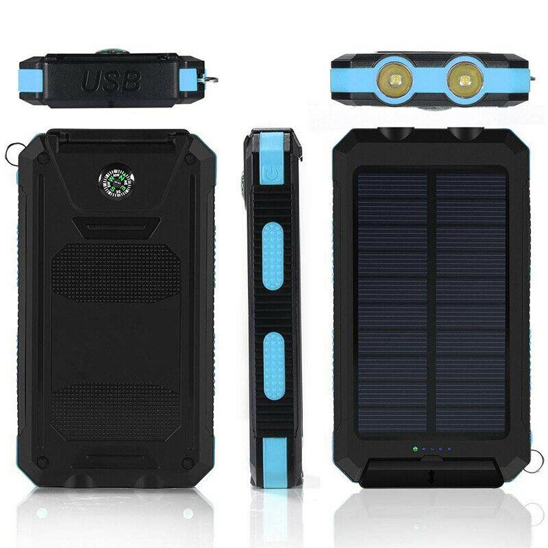 Draagbare solar powerbank, grote capaciteit, dubbele USB-oplader 20000mAh
