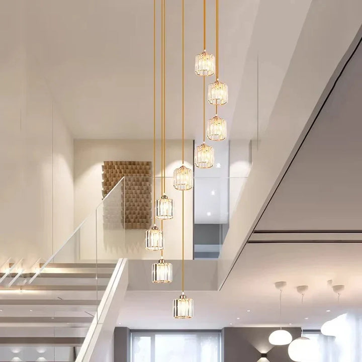 Lange Glazen Kroonluchter voor Trappen en Hallen