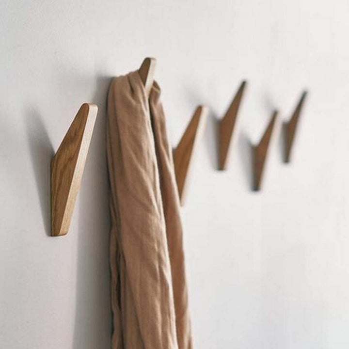 Minimalistische houten wandhaken voor thuis – set van 6
