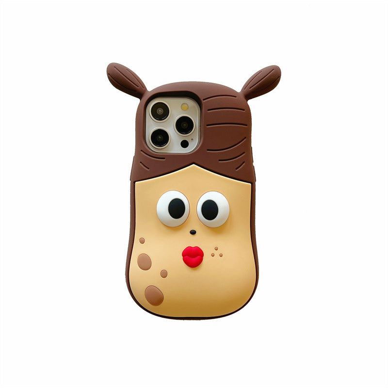 Schattig kikker-cartoon telefoonhoesje – speels 3D-ontwerp
