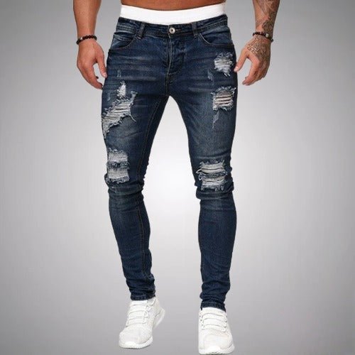 Slim-fit stretchjeans voor heren met scheuren – casual denim in used-look voor dagelijks gebruik